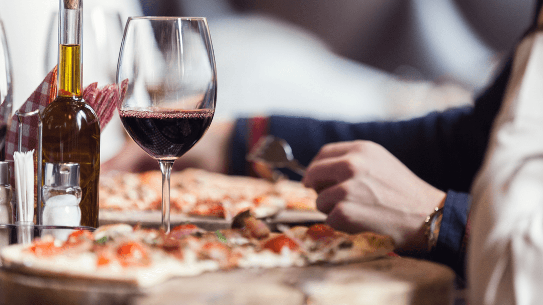 Autumn wine and pizza