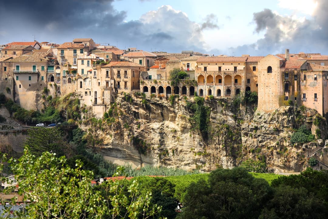 The sightseeing over Old town Tropea, Calabria wine region, Italy