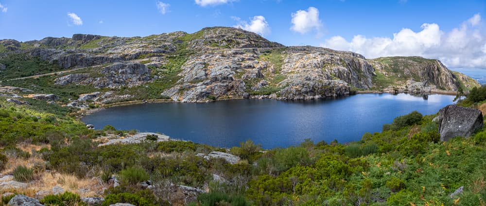 View of the Albufeira lagoon, in the Serra da Estrela Natural Park, Portugal