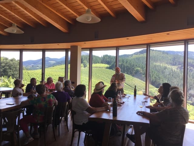 People tasting wines at Bodega Berroja winery in Spain