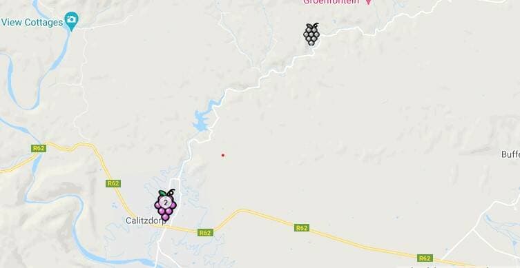 Mapa da Região Vinícola de Klein Karoo