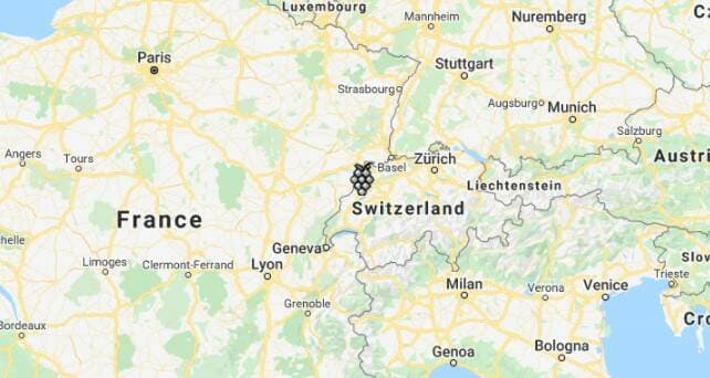 Karta över Neuchatels vinregion