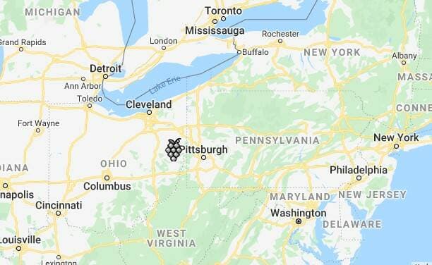 Mapa da Região Vinícola de Ohio