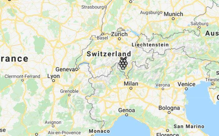 Karta över Ticino vinregion