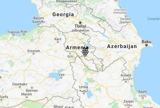 Karta över vinregionen Vayots Dzor