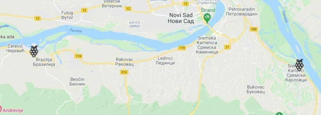 Karte der Weinregion Vojvodina