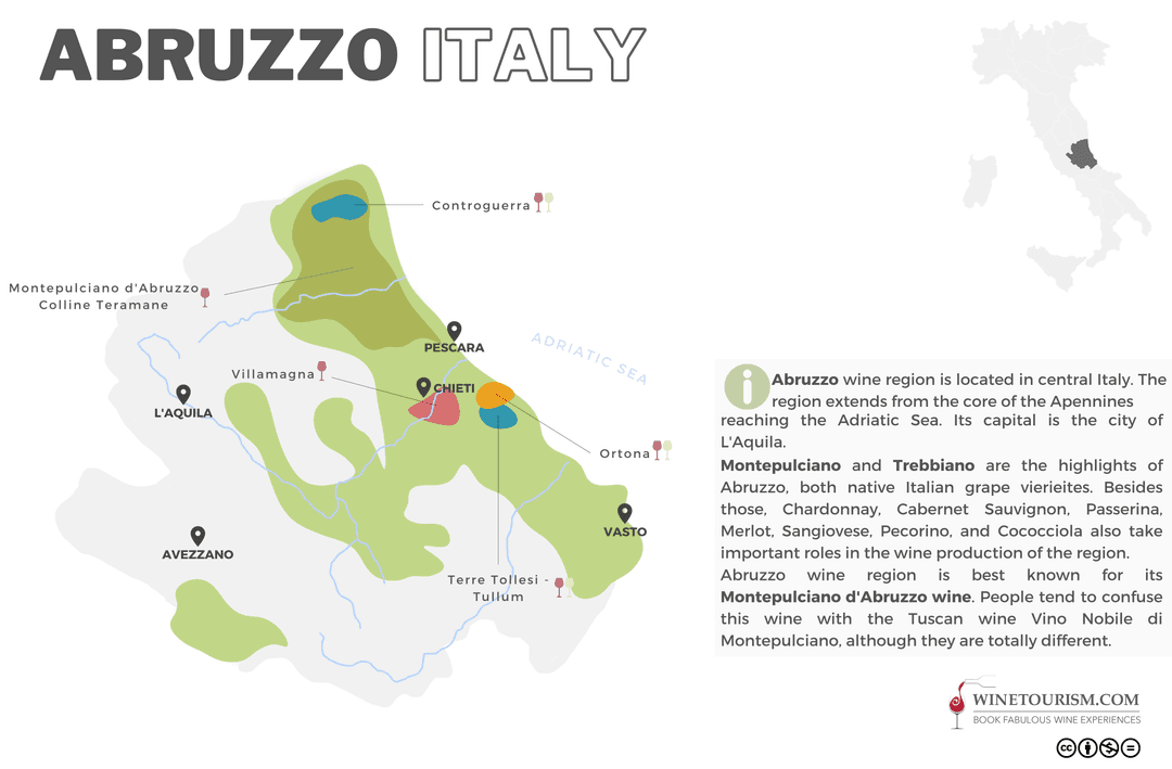 Mapa da Região Vinícola de Abruzzo