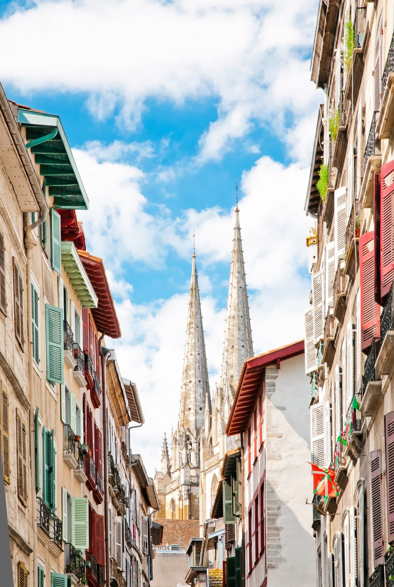 Traditional architecture of Bayonne, South West France wine region