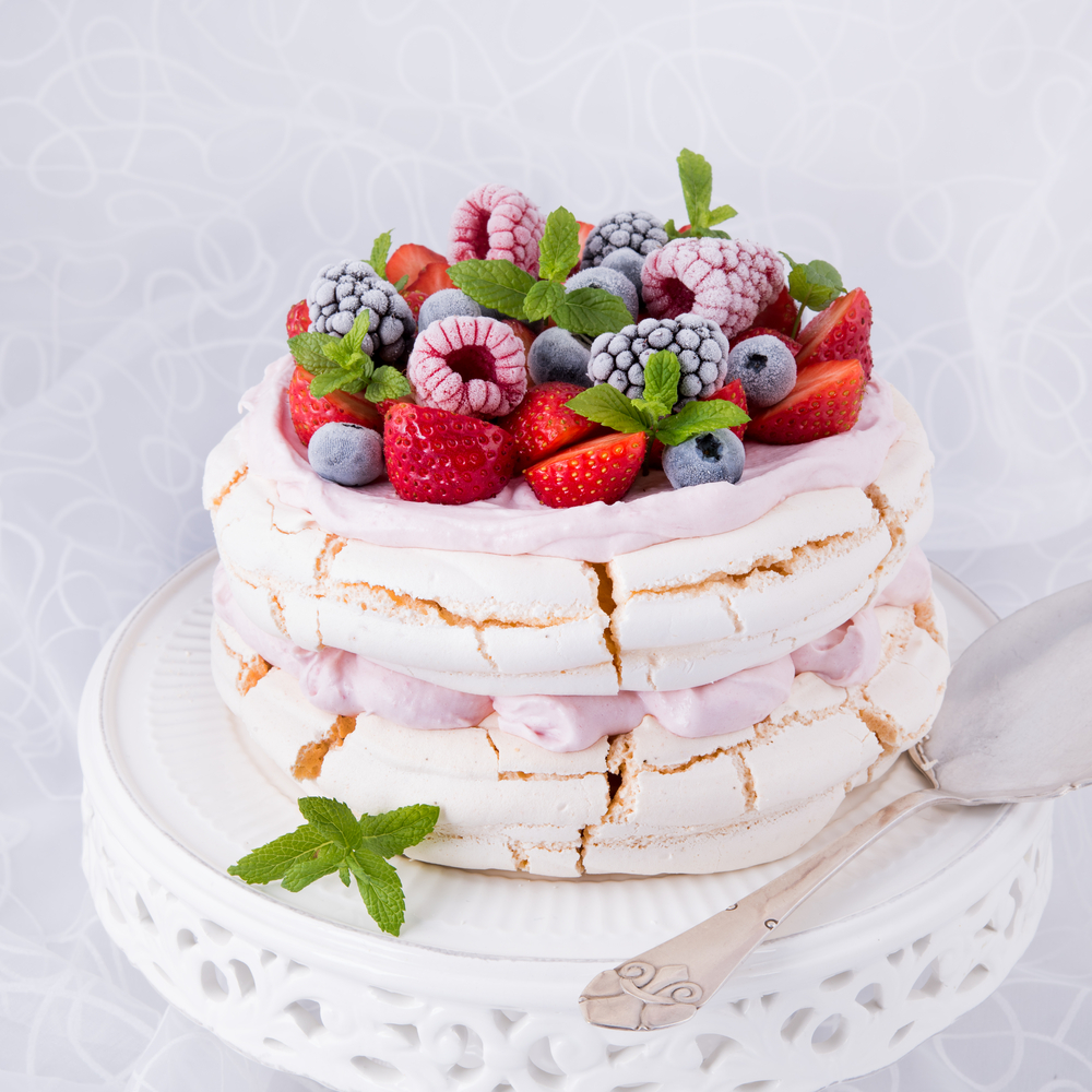 Pavlova with berry fruits to taste in Western Australia wine region