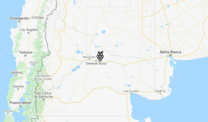 Patagonia wine region map in Argentina