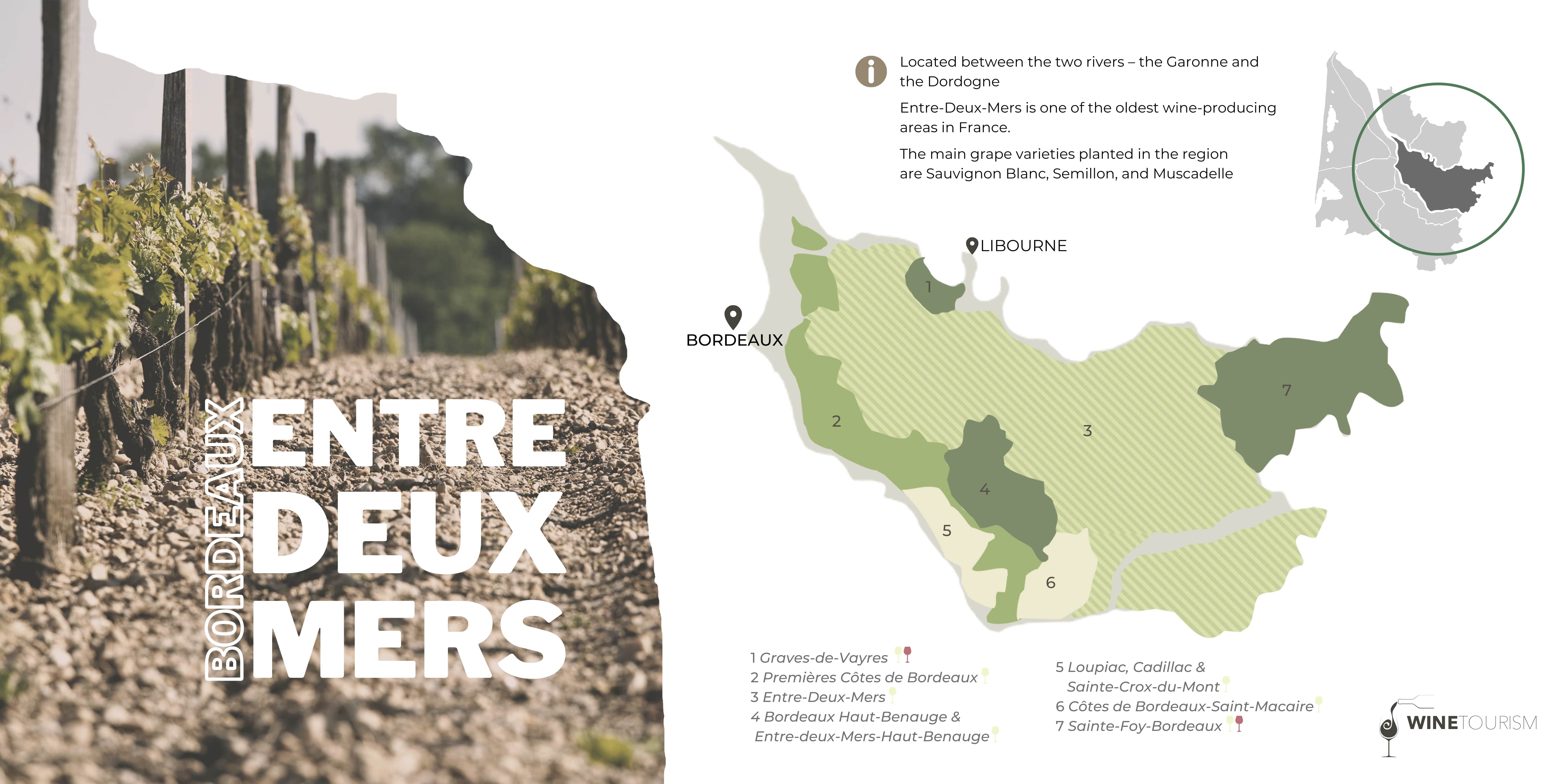 Entre-Deux-Mers  Map Bordeaux